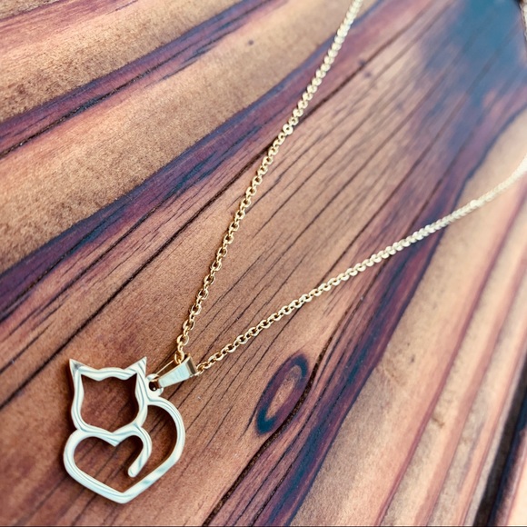 GOLD - CAT LOVER ♡ Stainless Steel Necklace GIFT - Picture 3 of 5